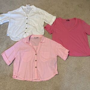 Set of three Zara shirts. Size medium. White shirt NWT, others worn once.